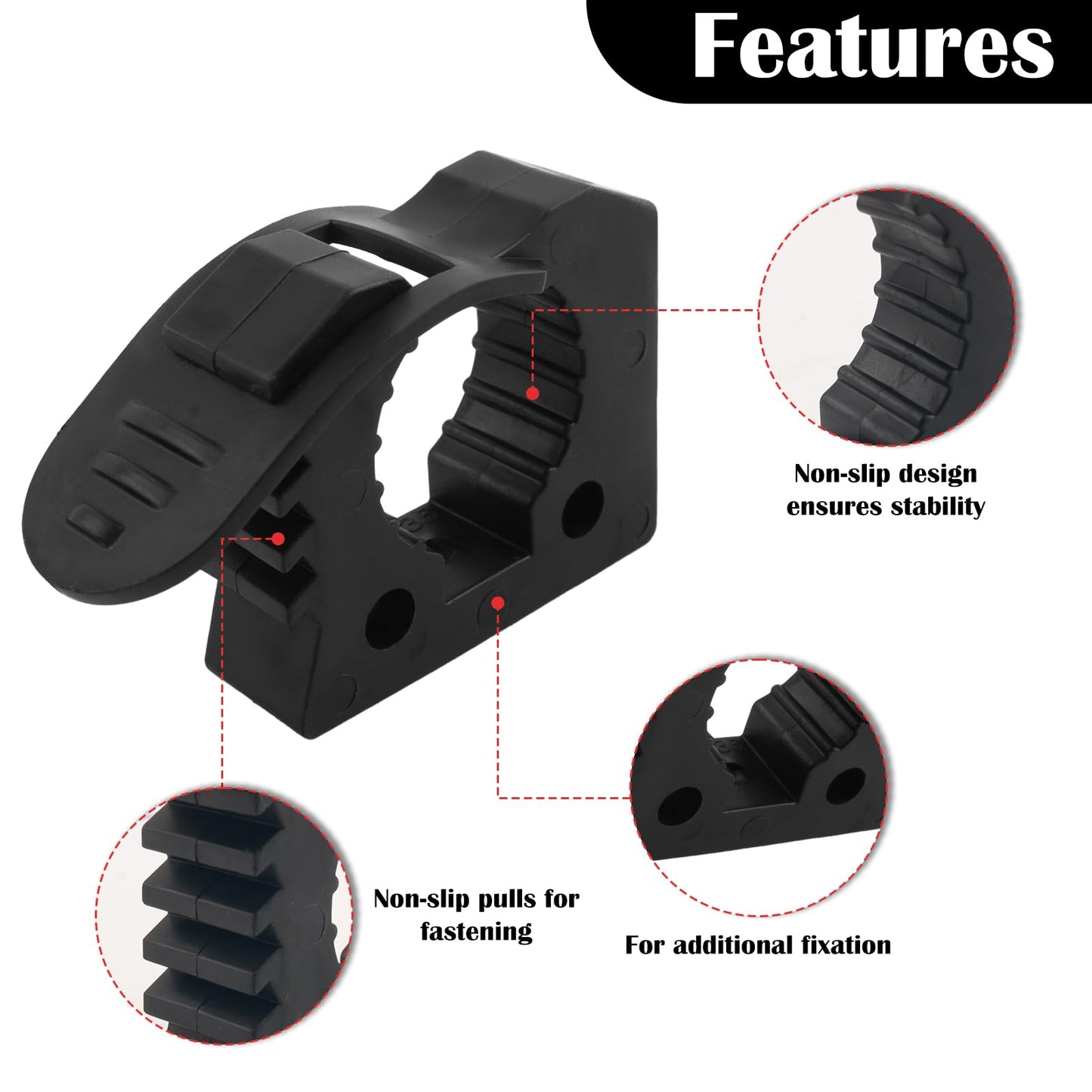 4PCS Quick Release Clamp,Adjustable Rubber Clamp for Shovel Holder & Molle Panel Mounts,Shovel Rack for Truck Automotive Tools Fits 1-1/7" to 1-3/7" Diameter Tool Handles