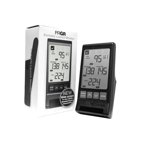 PRGR HS 130-A Portable Golf Launch Monitor | Doppler Radar Measures Club & Ball Speed, Smash Factor, Total & Carry Distance | Tracks Swing Speed Training Aids