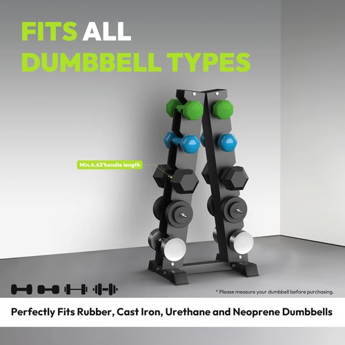 HANDBODE 5-Tier A-Frame Dumbbell Rack, 550 lb Capacity Compact Storage Organizer for Heavy Weight Dumbbells, Space-Saving Weight Stand for Home Gym