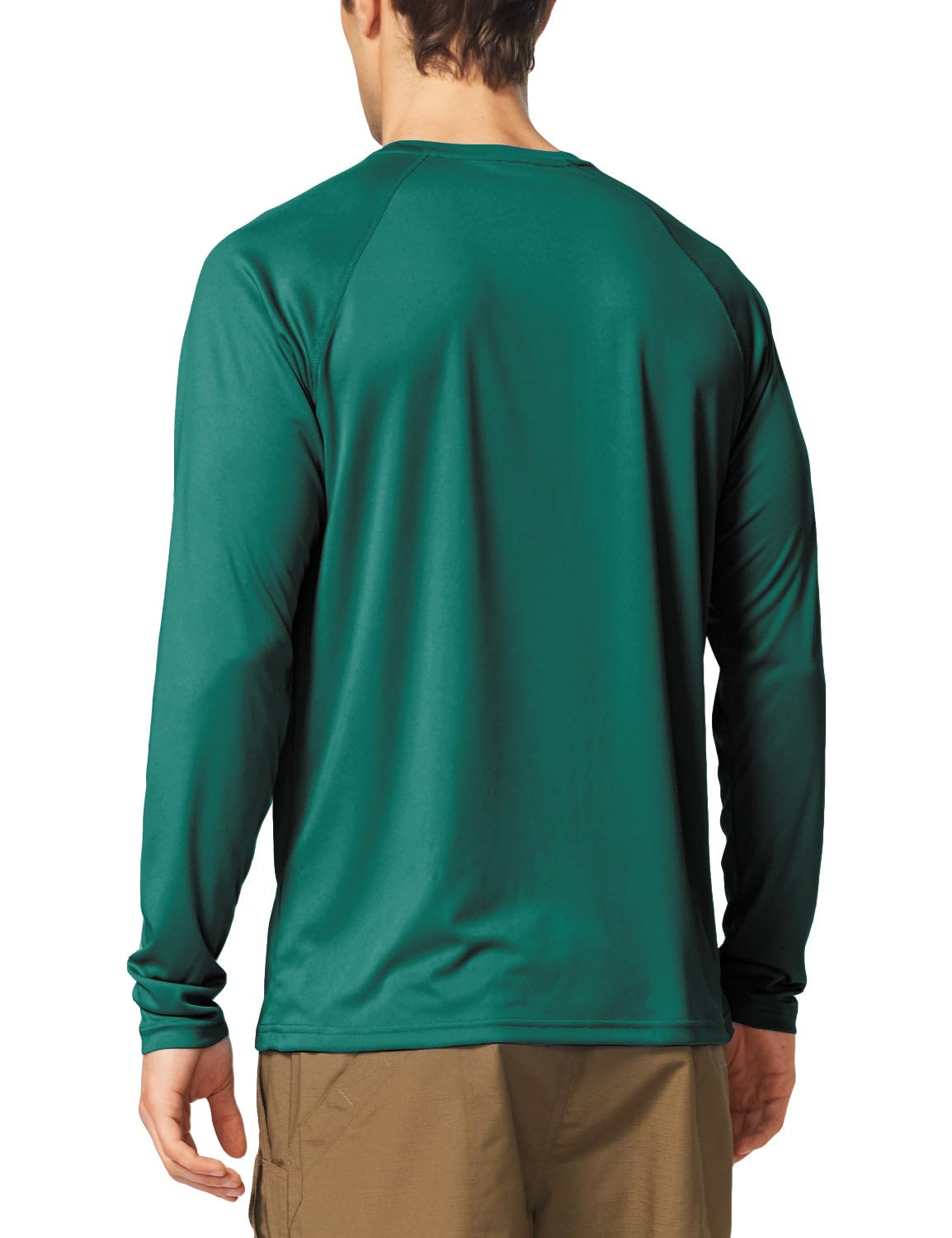 baleaf Mens UPF 50+ Sun Protection Shirts Long Sleeve Rash Guard, Quick Dry 4-Way Stretch for Fishing Swimming Surfing 01-Emerald 2XL