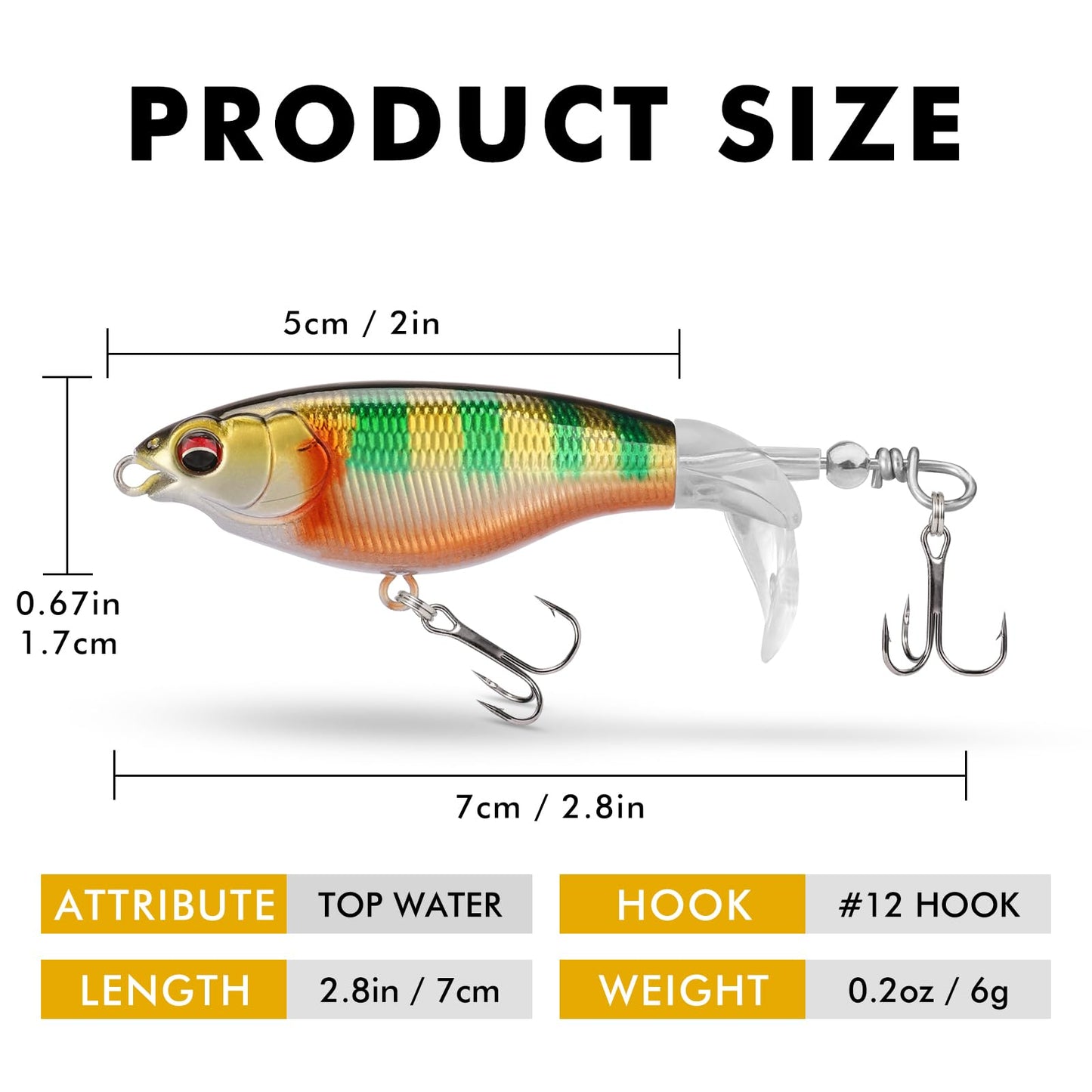 TRUSCEND Popobait Easy Catch Fishing Lures with BKK Hooks, Instant Startup, Longer Cast, Balanced Spray/Sound/Swim, Plopper Topwater Lures for Bass, Trout, Pike, Freshwater Saltwater Fishing Teasers