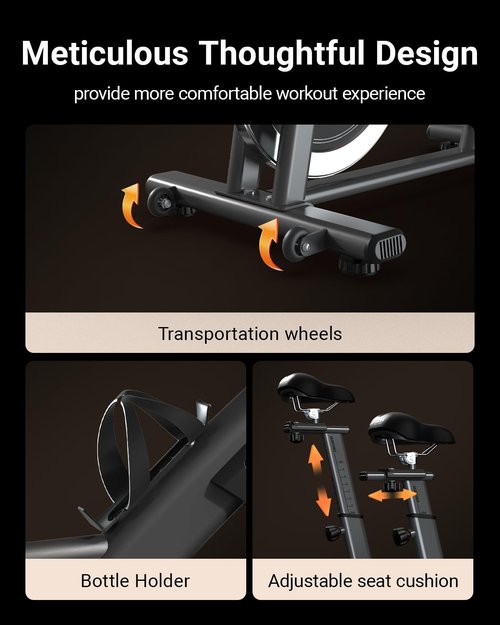 HARISON Exercise Bike, Stationary Bike for Home 350 lb Weight Capacity, Magnetic Workout Bike with Bluetooth App, Brake Pad Indoor Cycling Bike with Tablet Mount & Comfortable Seat Cushion
