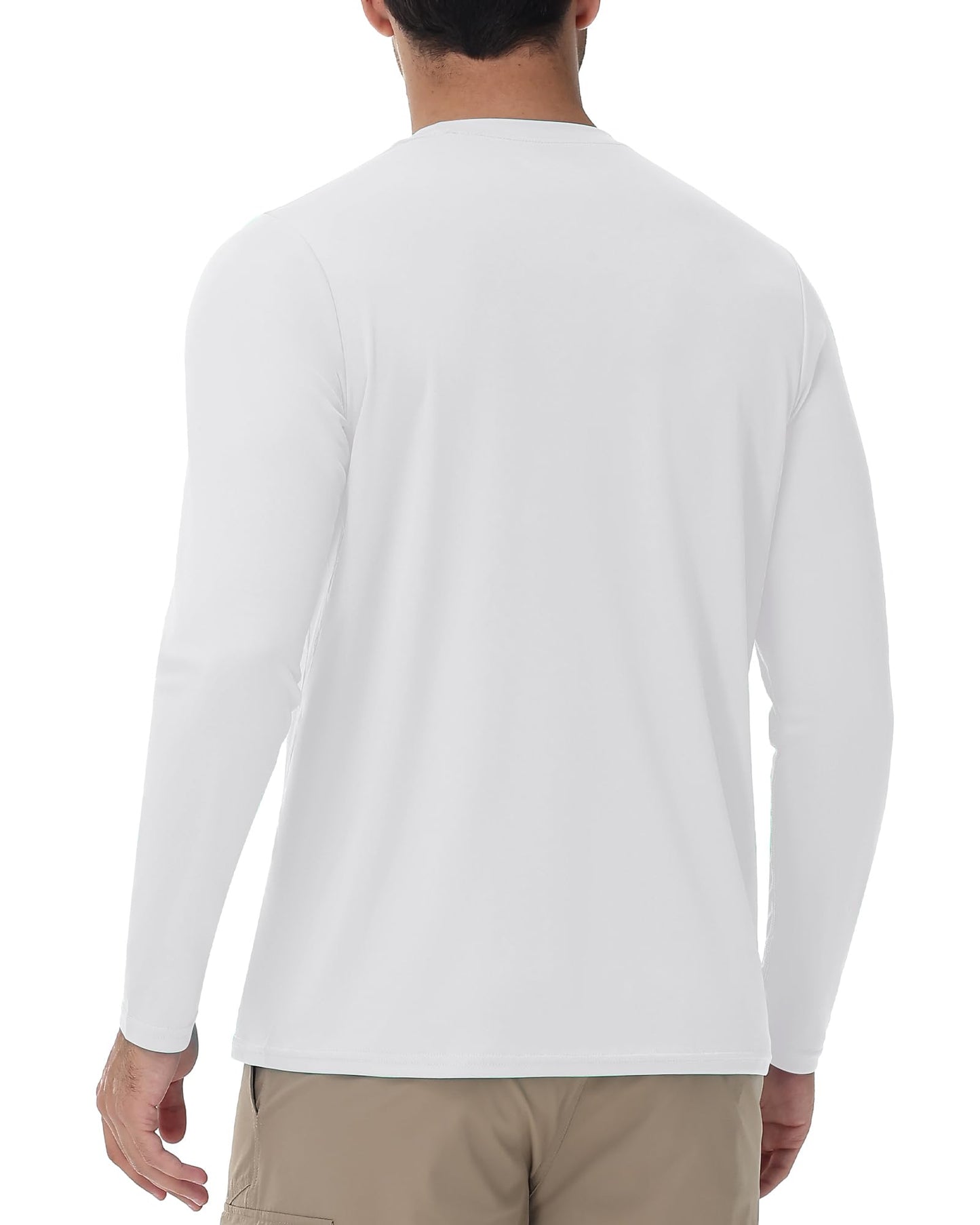 Runhit Men's UPF 50+ Sun Protection Shirts Long Sleeve UV Swim Shirt Fishing Hiking Running Rash Guard Quick Dry Lightweight White L