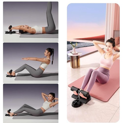 Ab Training Auxiliary Device, Portable Sit up Exercise Equipment, Three Suction Cups, Three Levels of Height Adjustment, For Home Workouts Sit up Bench Assistant (Double Suction Cups,Black)