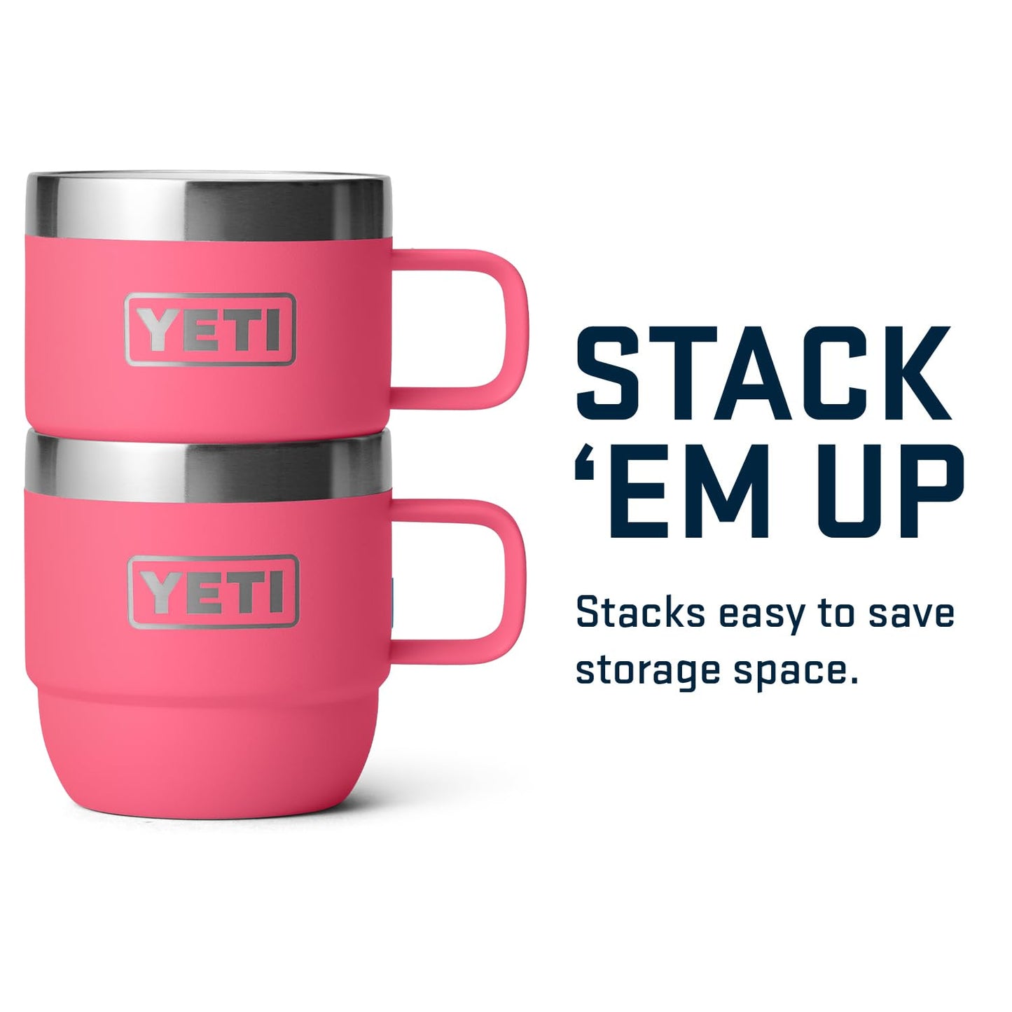 YETI Rambler 6 oz Stackable Mug, Stainless Steel, Vacuum Insulated Espresso/Coffee Mug, 2 Pack, Tropical Pink
