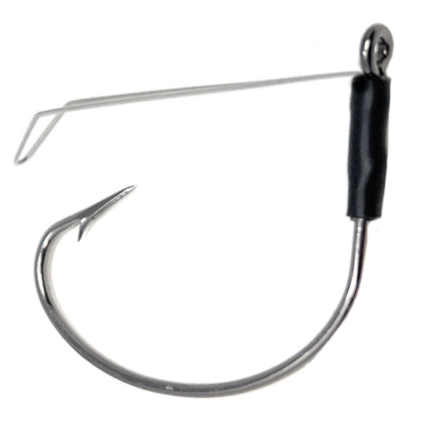 Reaction Tackle Wide Gap Wacky Hooks, Weedless Worm Hooks for Bass, High Carbon Steel Hooks for Stick Worm Soft Plastics, Neko Rig and Finesse Fishing - Size 1/0 Weedless Wire Guard (25-Pack)