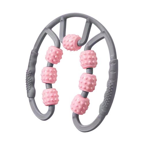 Zialofi Muscle Roller for Legs Leg Roller for Thighs 7 Wheels Flexible Full Body Massage Tool for Shoulder Arm Tennis Elbow Neck Yoga, Gray and Pink