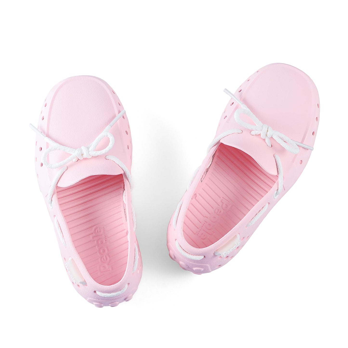 People Footwear Senna Kids - Waterproof Slip-On Rubber Loafers, Lightweight Durable Boat Shoes for Boys & Girls, Non-Slip Water Shoes for Outdoors (Cutie Pink/Yeti White)
