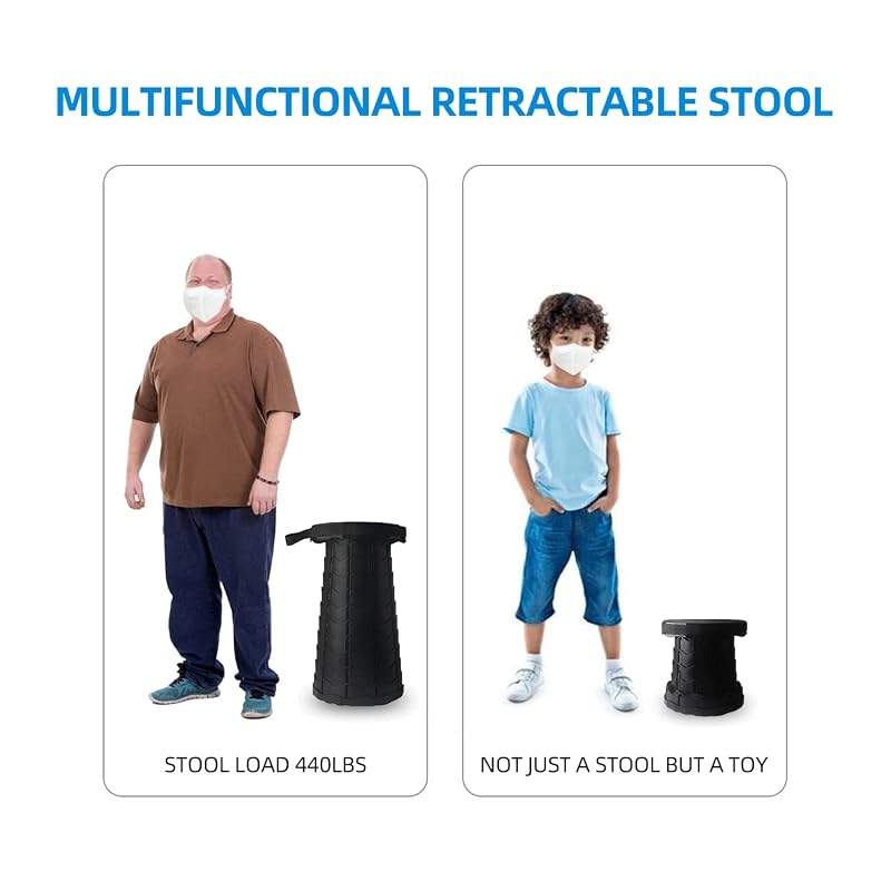 440 lb Capacity Portable Folding Camping Stool with Adjustable Height
