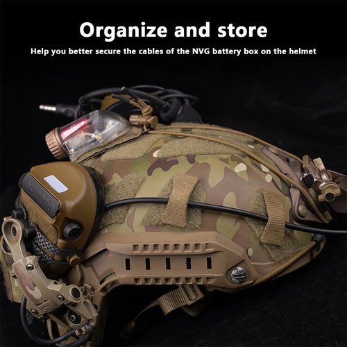 8PCS Tactical Helmet Cable Organizer Set – Reusable NVG Comms Wire Restraints Hook & Loop Fastening Patches for Tactical Headset, Walkie-Talkie, and Communication Gear (Black)