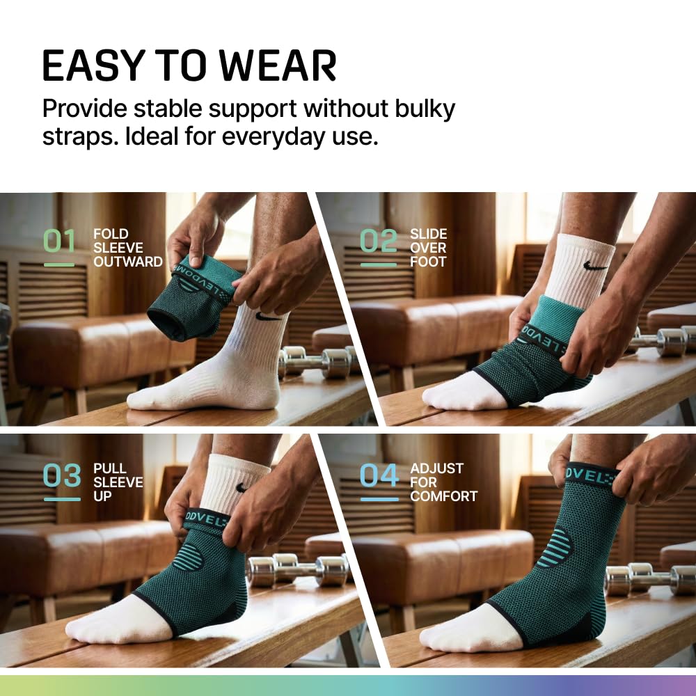 Modvel Foot & Ankle Brace Socks for Sprained Ankle Compression Sleeve - Foot Support for Women & Men - Tendonitis & Arthritis Ankle Brace Sports Running, Torn Ligaments & Women Stabilizing Ankle Wrap