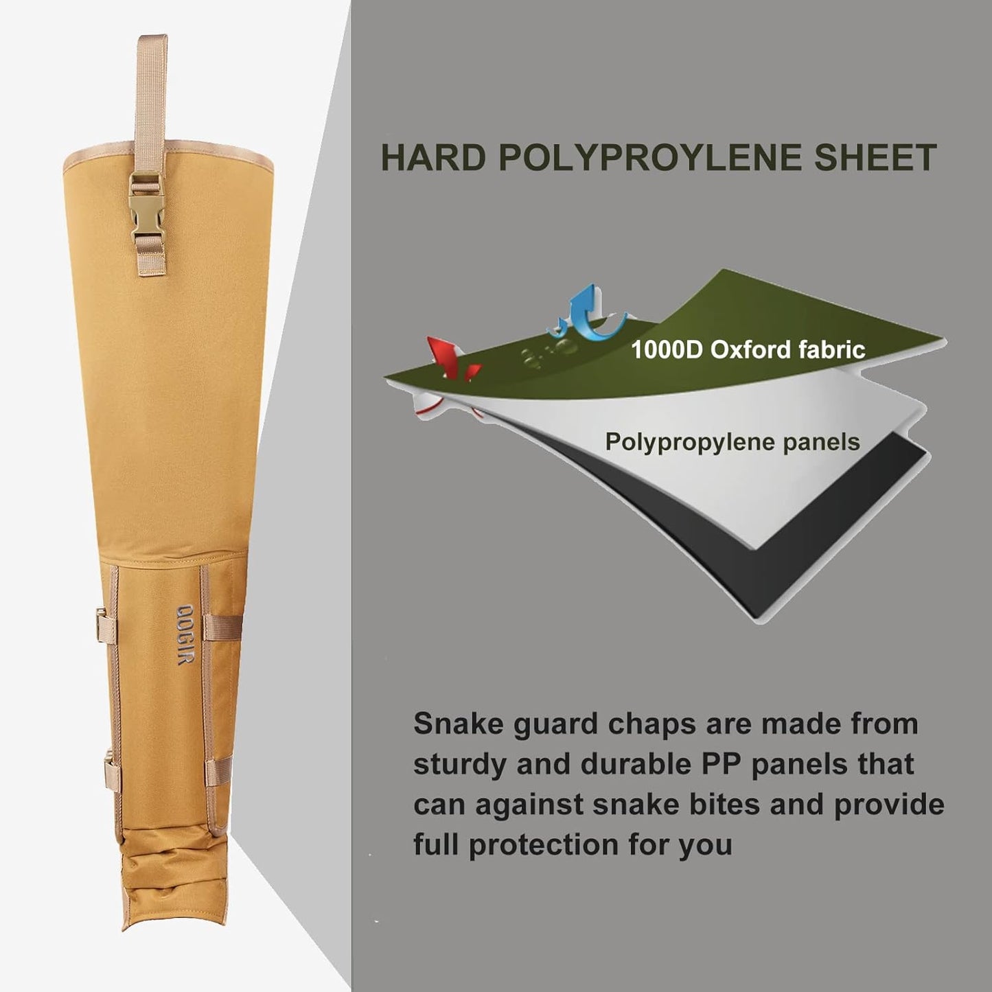 IceBlade Snake Chaps, Full Leg Protection from Snake Bites, Waterproof Hunting Gear, Adjustable Size Snake Guard Gaiters for Legs, Briar Thorns, and Brush, Durable Snake Bite Defense