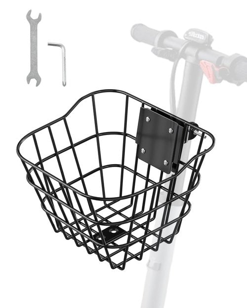 VEVOR Front Bike Basket, Electric Scooter Basket with Fixed Bracket - Max Bearing 20 lbs, Construct from Solid Steel, Knee Electric Scooter Accessories