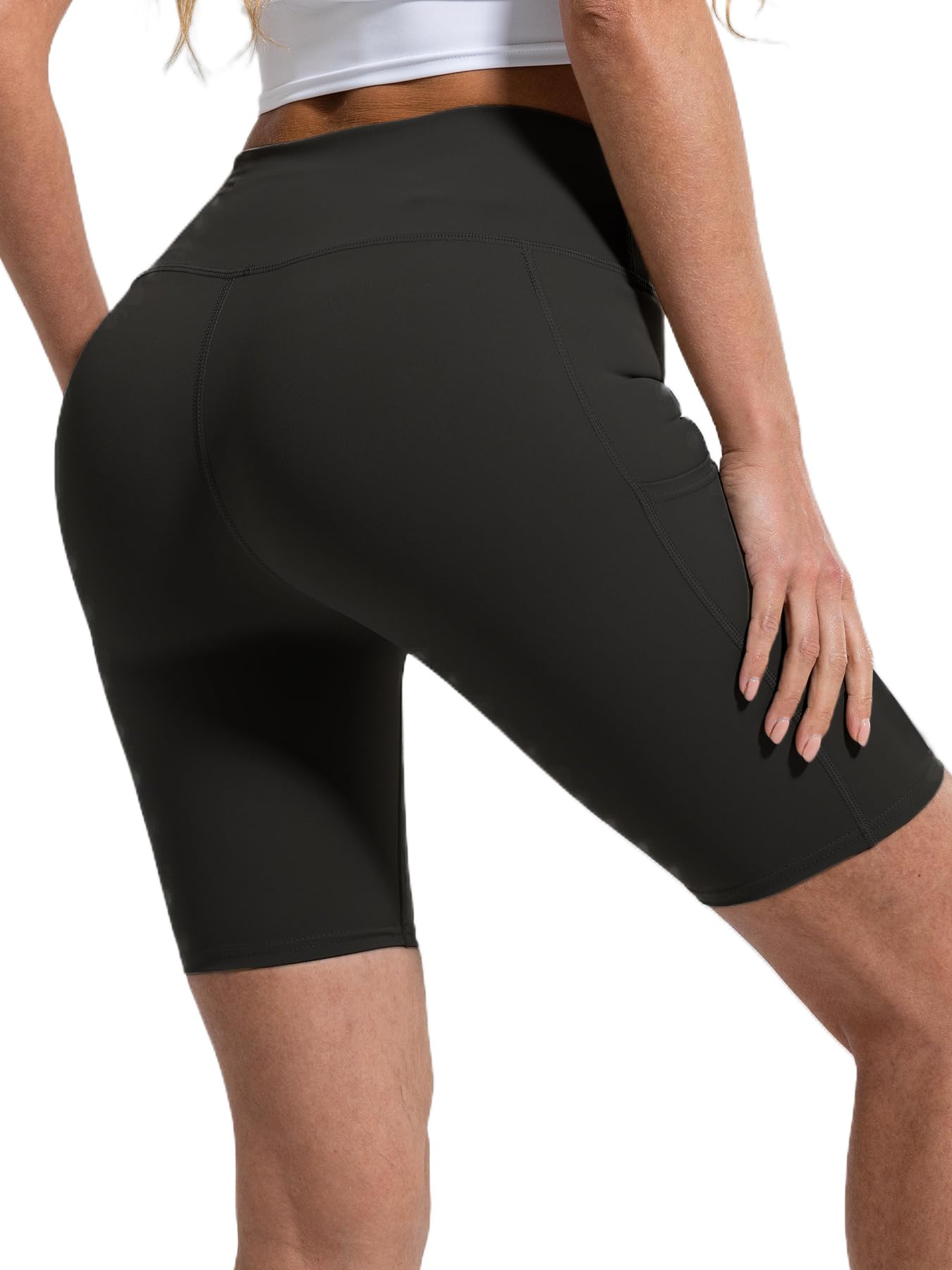 Sanke 4 Pack Tummy Control Biker Shorts for Women with Pockets 8" High Waisted Yoga Pants for Athletic Workout Running