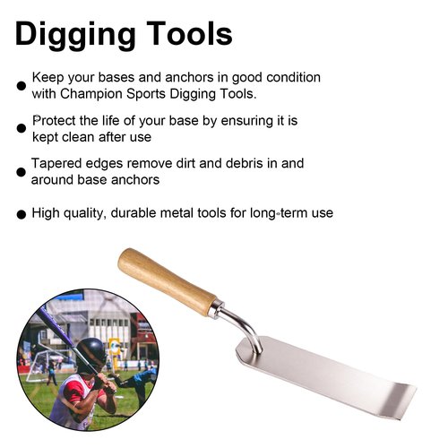 Lyreh Baseball Dig Out Tool, Stainless Steel Softball Base Pick up Tool Wooden Handle Soft Ball Base Plugs for Training Course Maintenance Cleaning