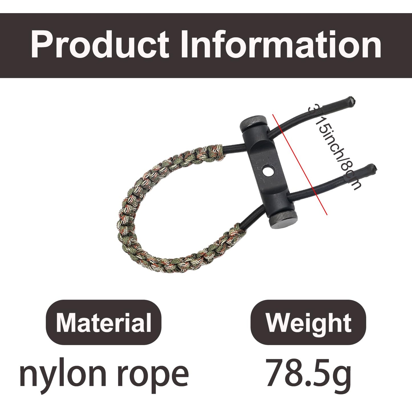 KURUGEILI Archery Bow Sling Adjustable Wrist Sling Strap Braided Bow Sling for Compound Bow Hunting Shooting