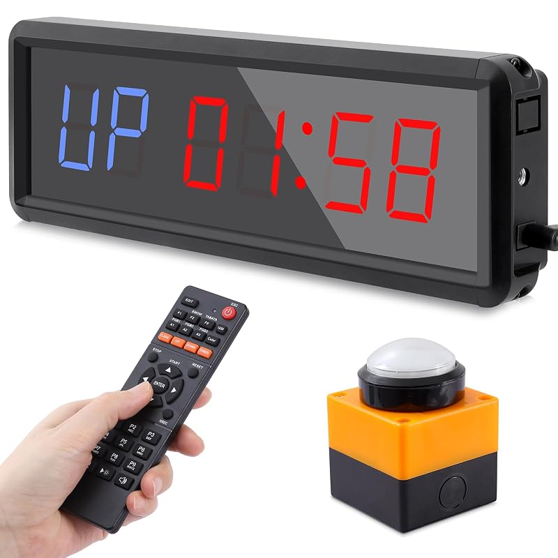 PELLOR Gym Timer with Remote & Push Button for Tabata, EMOM & HIIT
