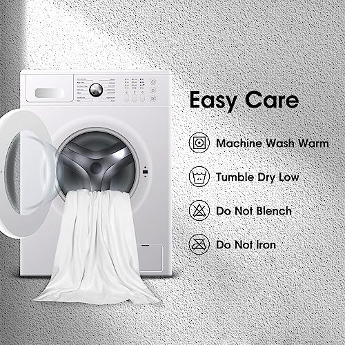 Microfiber Bath Towels Set - White, 30x60 Inches, 6 Pack with Hanging Loops