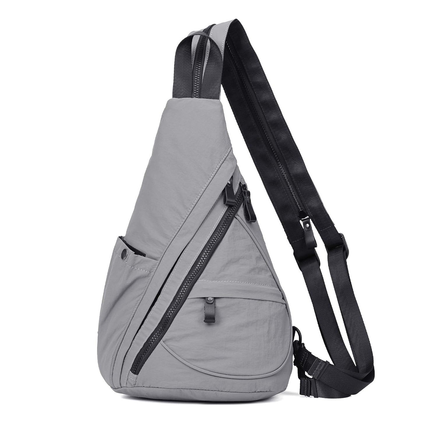 KL928 Crossbody Sling Backpack Nylon Cross Body Bag Travel Hiking Shoulder Bags Daypack Rucksack Unisex (Grey)