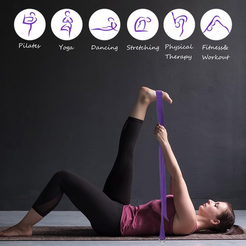 Wettarn 30 Pack Yoga Block and Strap Set 15 Pcs Non-Slip Yoga Blocks with 15 Pcs Metal D Ring Stretching Exercise Workout Fitness Accessory for Gym(Purple)