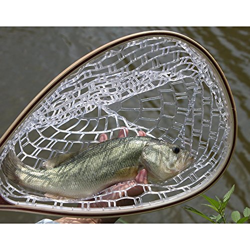 Fly Fishing Landing Net with Wooden Handle and Rubber Mesh - Catch and Release Trout Net