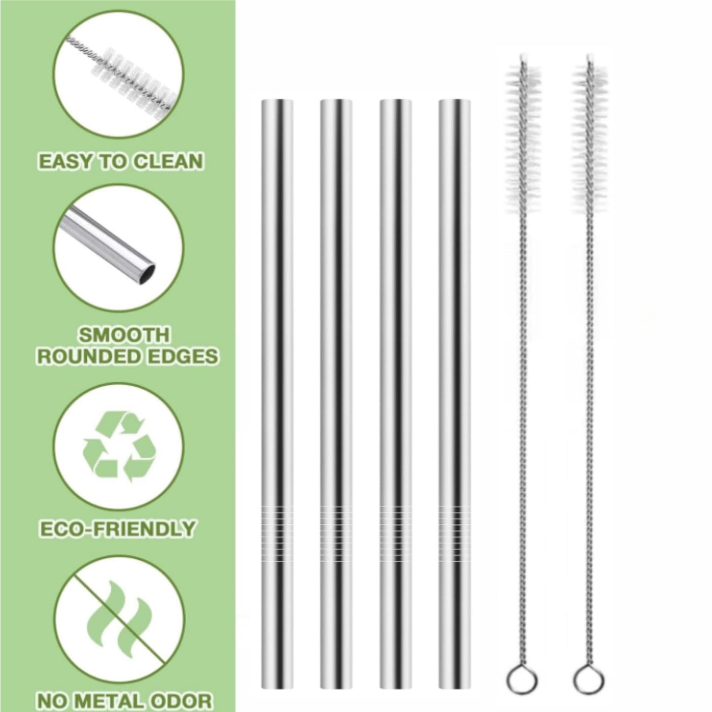 Straw Replacement Compatible for Owala Water Bottle 24 oz 32 oz, Metal Drinking Straw with Cleaner Brush Compatible with Owala FreeSip 24OZ/32OZ, Stainless Steel Straw Accessories Fit for Owala