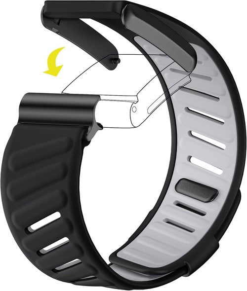 DADO Comfort Durable Silicone Wristband Compatible with WHOOP 4.0 Band, Soft Silicone Sports Loop Strap for Men & Women, with U Shapped Connector (All Black)