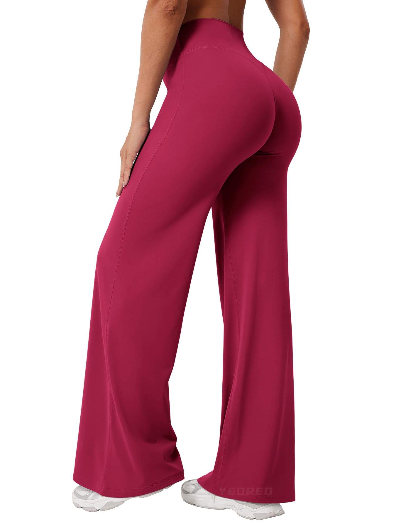 YEOREO Workout Womens Straight Leggings 31.5" Eddiy Yoga Pants Ruby Red S