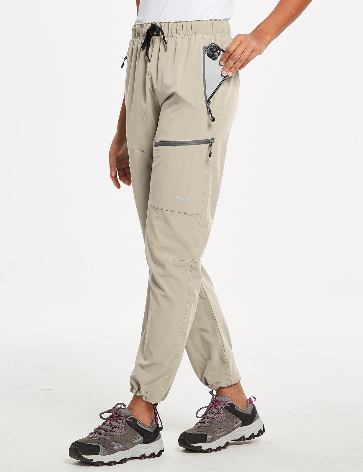 baleaf Cargo Pants for Women Petite Joggers Lightweight Quick Dry Pant Water Resistant 27'' Travel Workout Athletic Trip 27''-Suntan 2XL