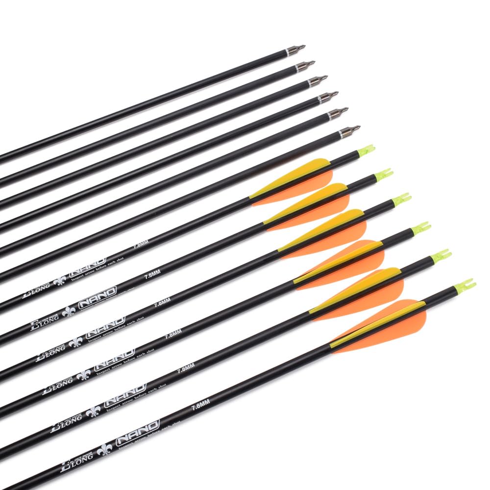 26 inch Carbon Arrow Hunting Arrows with 100 Grain Removable Tips for Archery Compound & Recurve & Traditional Bow Practice Shooting (Pack of 12)
