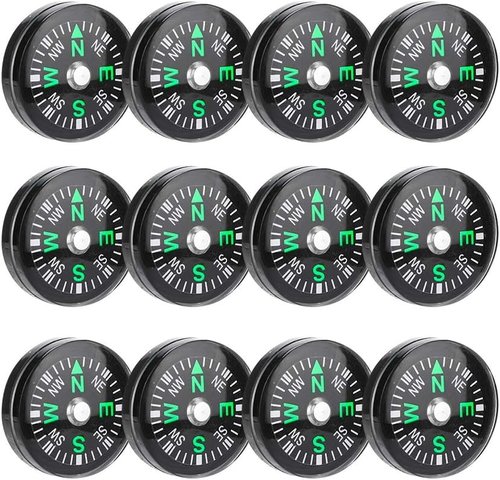 Pocket Compass, 20mm 12pcs Mini Pocket Oil Filled Compass for Hiking Camping Outdoor Activities Accessory