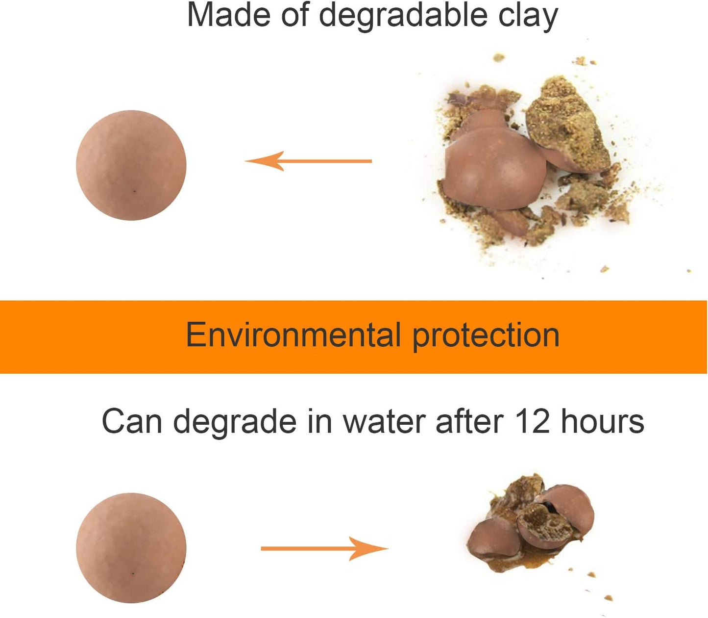 1500 Pieces Diameter 3/8" Slingshot Ammo Biodegradable Hard Clay Ball.