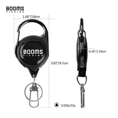 Booms Fishing RG1 Fly Fishing Zinger Retractor - Retractable Tether 3pcs Black