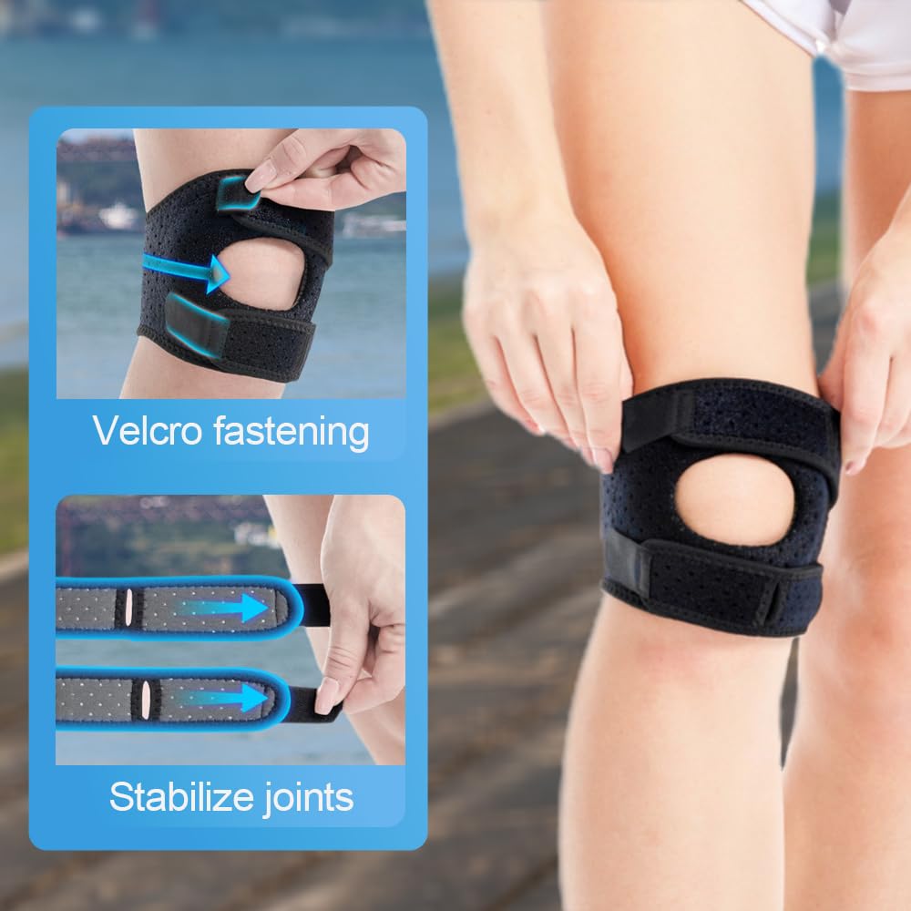 2025 NEW Knee Pain Relief Brace, Upgrade Adjustable Knee Support Knee Brace with Side Stabilizers, Pain Relief Knee Support for Women Men Knee Pain Arthritis Pain Running Workout (2, Gray, Large)