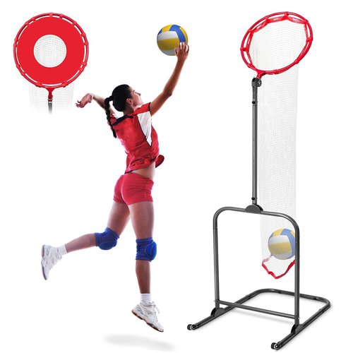 Volleyball Setter Training Equipment Setting Trainer Practice Net,Adjustable Height and Target Netfor Indoor and Outdoor Practice for Serving, Spiking, Setting Training Equipment (red)