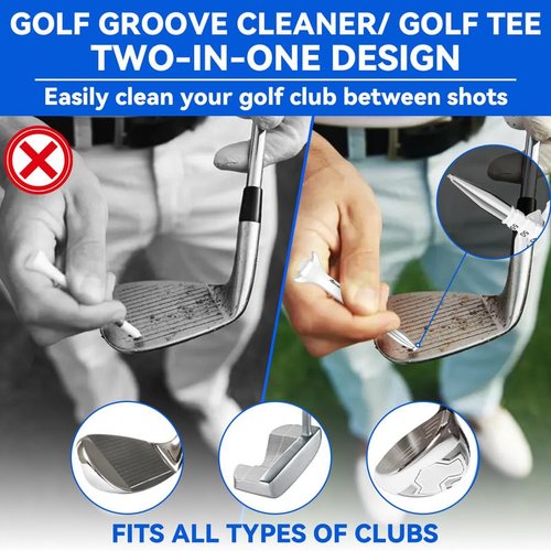 prowithlin Golf Tees Plastic, Unbreakable Long Golf Tees 3 1/4 with Height Markers & Visual Guides, Come with Cleaning Feature Golf Accessories for Men, Stylish Blue and White Design Golf Gifts, 3PCS