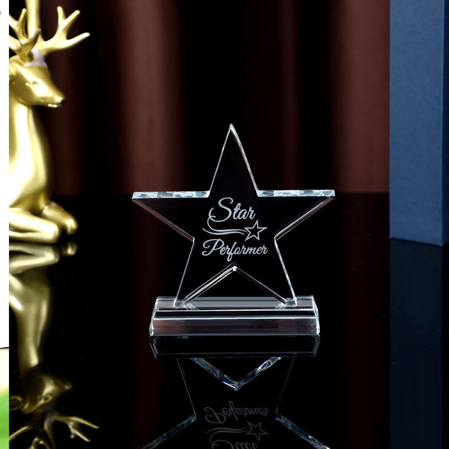 Wesiti Crystal Trophy Awards Employee Appreciation Gifts Star Performer Glass Trophy Award 5" Recognition Crystal Plaque for Coworkers Staff Teacher Students Employees Back to School Gifts