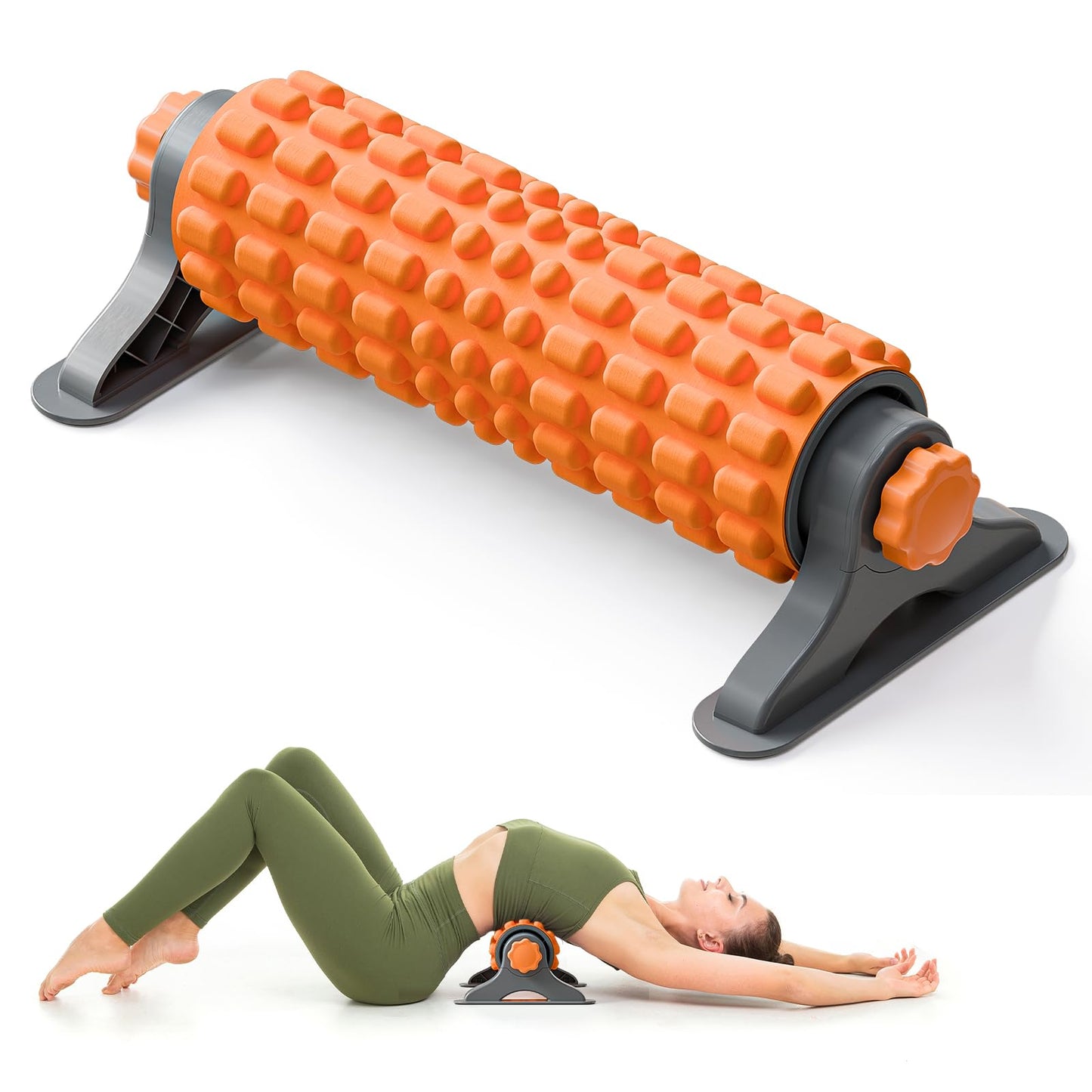 XL IT Band Firm Foam Roller with Resistance Holder - 17 inches - Exercise Roller for IT Band Issues, Deep Tissue Muscle Massage, Muscle and Back Roller for Fitness, Gym Equipment (Orange)