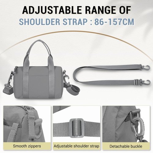 Geerlaqaly small gym bag,Women, Wrinkled Nylon, Daily Fitness sport, Swimming, Yoga, Handheld,grey