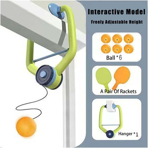 Upgraded Door Ping Pong Game Over The Door, Adjustable Doorway Game Pingpong Trainer, Hanging Table Tennis Trainer Portable Set, Indoor Ball Games Unisex (1set)