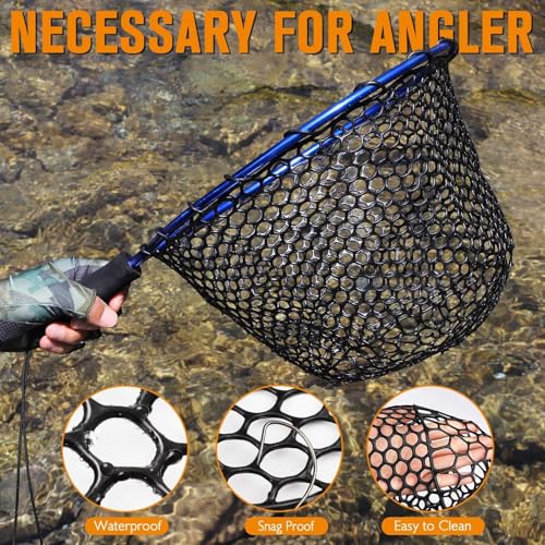 Rubber Fishing Net Replacement Netting for Landing Nets - Black, 12.5 Inch Diameter - No Handle
