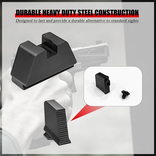 BRASS HUNTER Suppressor Height Sight Set for Glock - Optical Compatible, High Black .315" Serrated Front, Flat Black .394" Rear Assembly | Fits Glock All Models