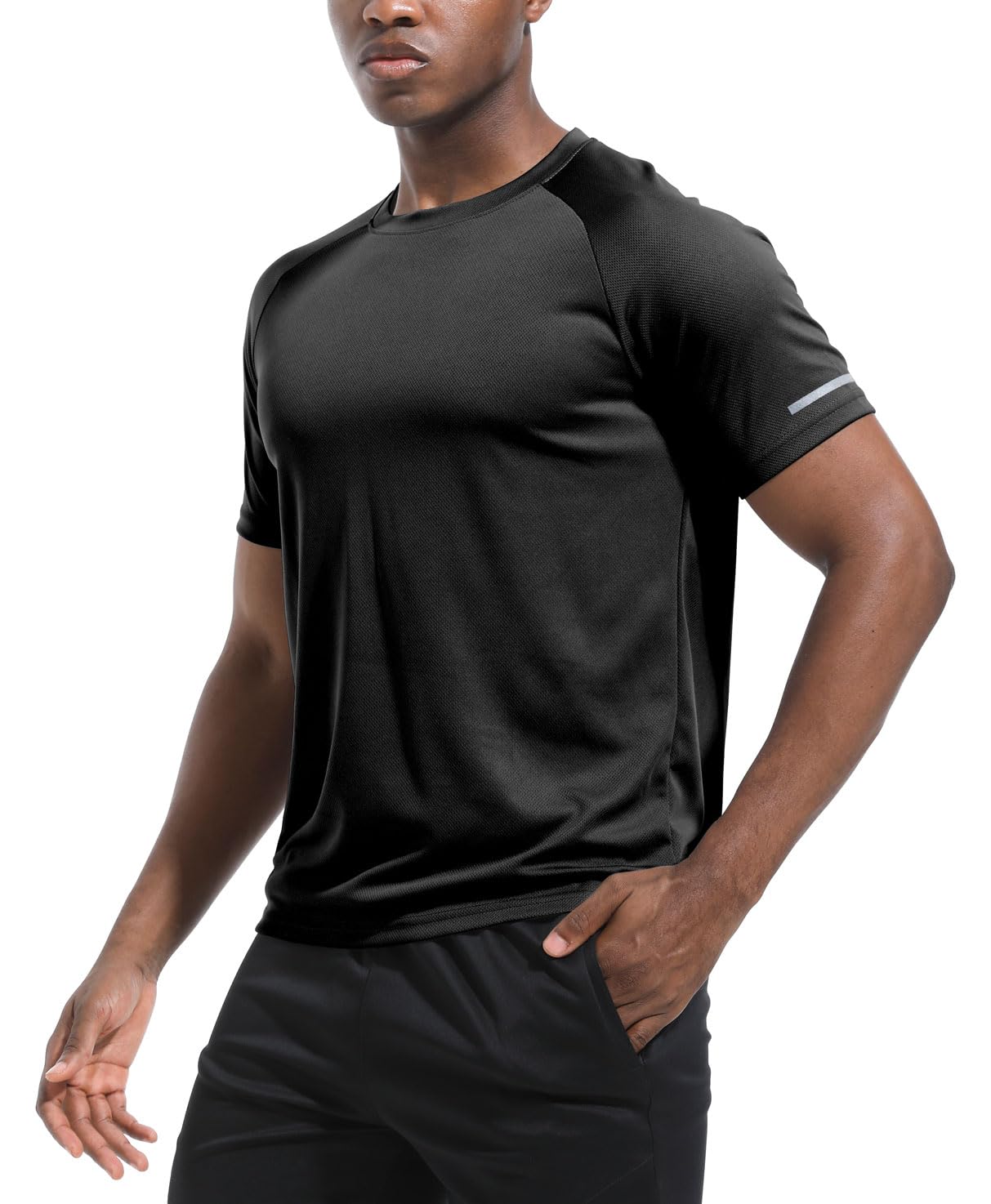 3 Packs Workout Shirts for Men - Activewear Tops Gym Shirts Dry Fit Mesh Moisture Wicking Running Fitness Short Sleeve Crewneck Sports Athletic T-Shirt Tops 3P05-Black-S