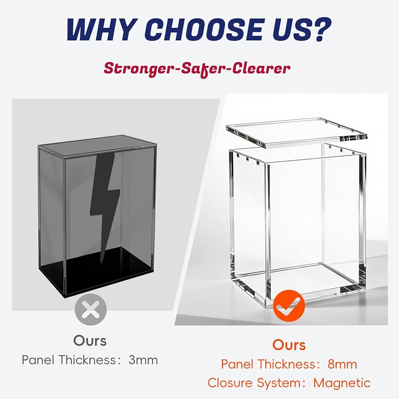 (1 Pack) Upgraded Taller Booster Bundle Acrylic Case – Magnetic Lid, Tall Display Case – Variation: Tall Booster Bundle Case - Magnetic Lid+1 Pack