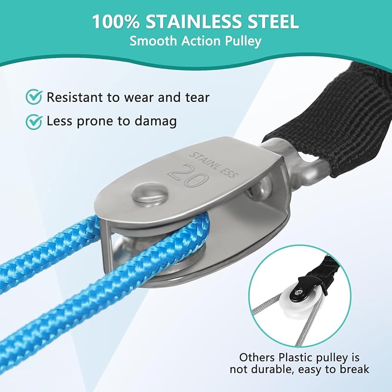 Shoulder Pulley for Physical Therapy with Stainless Steel Wheel and Padded Handles - Over Door Rehab Exercise