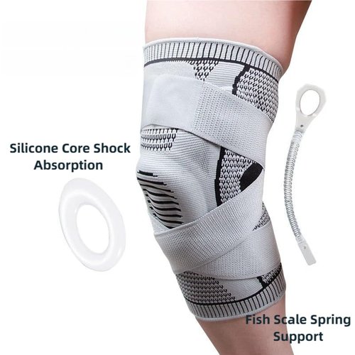 YYHIRFS Motian Max Knee Pro, Motion Knee Pro, Knees Support - Compression Knees Brace for Women & Men with Adjustable Straps, One Pair (Grey,M)
