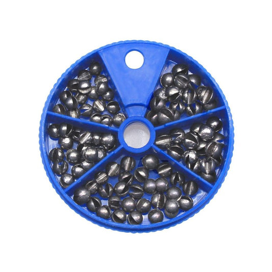 FREGITO Fishing Weight Sinkers,100pcs Weight Sinkers 5 Sizes Lead Weights Round Split Shot Sinker Removable Fishing Weights Sinkers