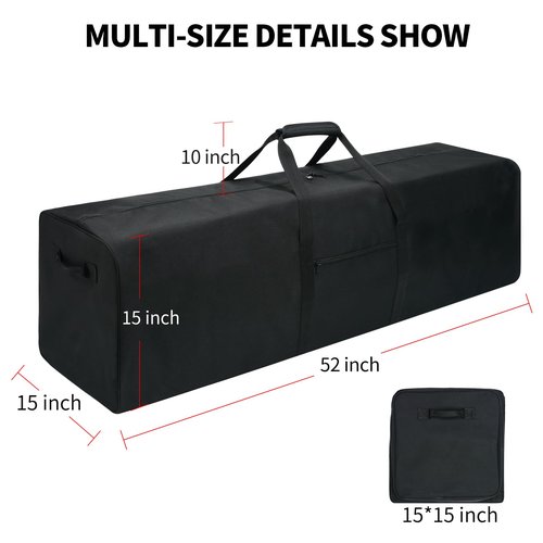 Urbanstand 52 Inch Large Duffle Bag for Travel Camping Sport Equipment Storage Bag with 2-way Lockable Zippers (Black)