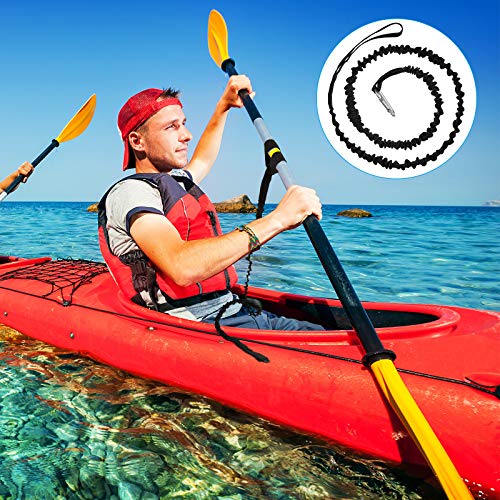 4 Pack Kayak Paddle Leash with Hooks and Straps - Stretchable Coiled Tether