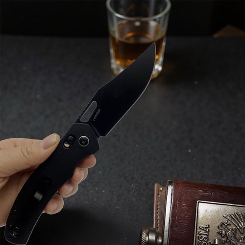 ISFQERON Light Folding Pocket Knife - 3.31" 14C28N Steel Blade & G10, EDC Knife with Clip for Men & Women | Camping Survival Hiking Knives with Safety Lock (59-60HRC)